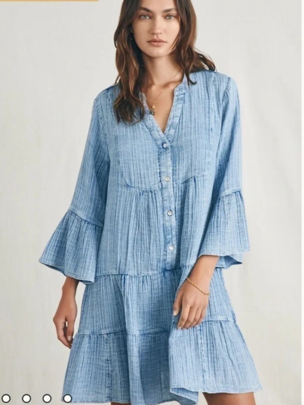 Faherty Kasey Dune Cotton Gauze Dress in Light Blue